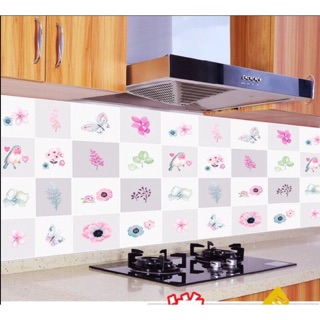 Combo 3m Decal dán bếp kính tráng nhôm cách nhiệt cao cấp mẫu hoa khổ 45cm