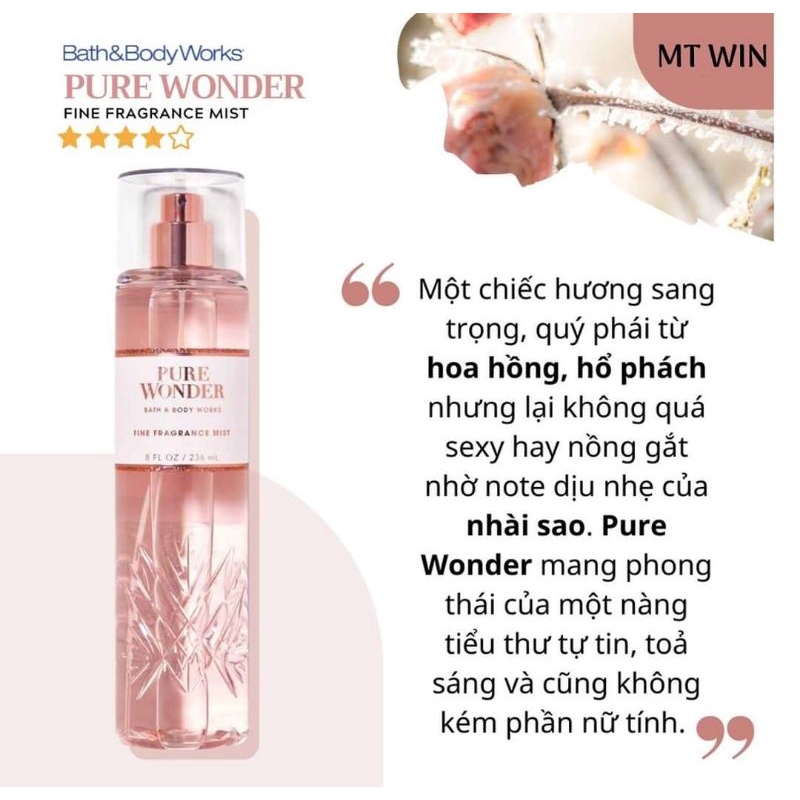 Xịt thơm toàn thân body mist PURE WONDER BBW chiết