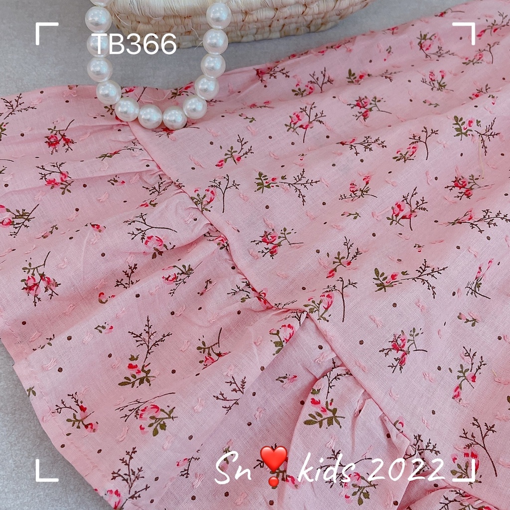 Váy 2 dây cánh tiên bé gái họa tiết hoa nhí xinh yêu, dáng xòe, vải đũi mềm mát size 10 - 20 kg