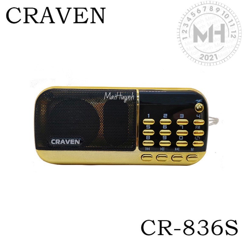 Loa Thẻ Nhớ/USB/FM - CRAVEN CR836S (Đèn Pin)