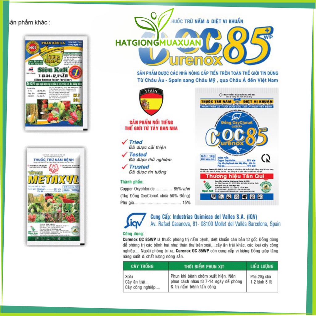 [SIEURE] phòng trừ nấm bệnh Coc85 20gr hàng đẹp, phân phối chuyên nghiệp.