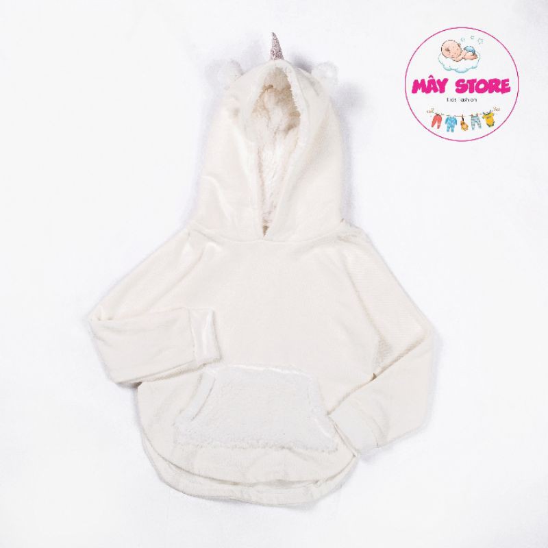 (HÀNG CHÍNH HÃNG) Áo Hoodie bé gái chất liệu da cá lót lông từ 3M đến 12T