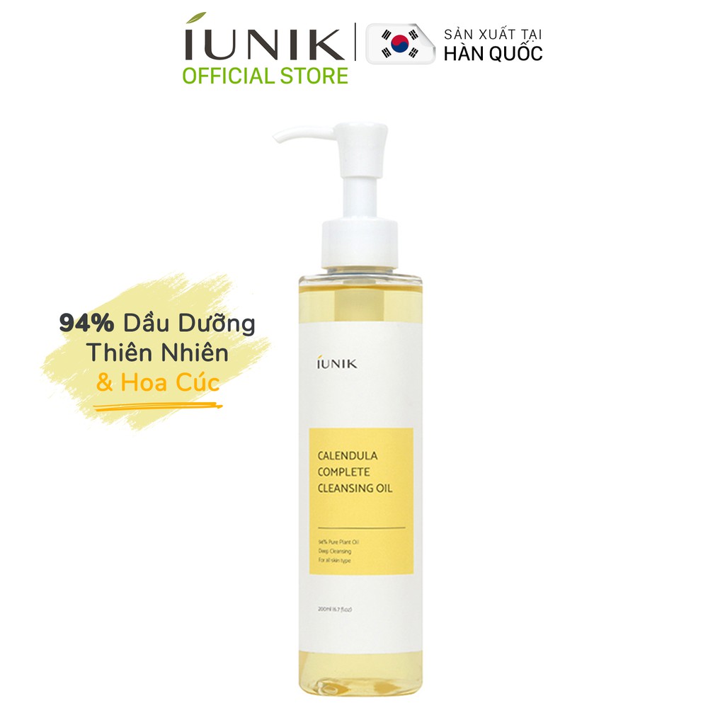 Dầu tẩy trang hoa cúc IUNIK Calendula Complete Cleansing Oil 200ml