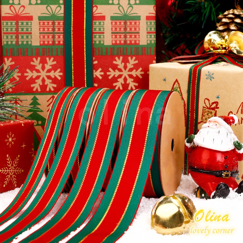 Cuộn ruy băng màu đỏ và xanh lá cây trang trí hộp quà giáng sinh dài 9M