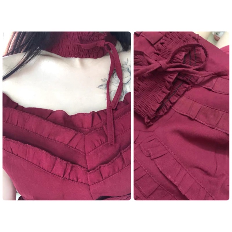 [Order có ảnh thật]Đầm Váy đỏ bóoc đô tầng kèm đai cổ choker ♥️, style ulzzang Hàn Quốc 🌻 Panny Boutique 🌻