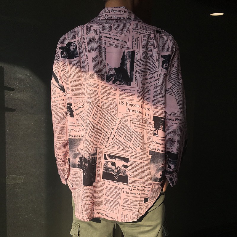 Áo sơ mi nữ tay dài in hình báo | BigBuy360 - bigbuy360.vn