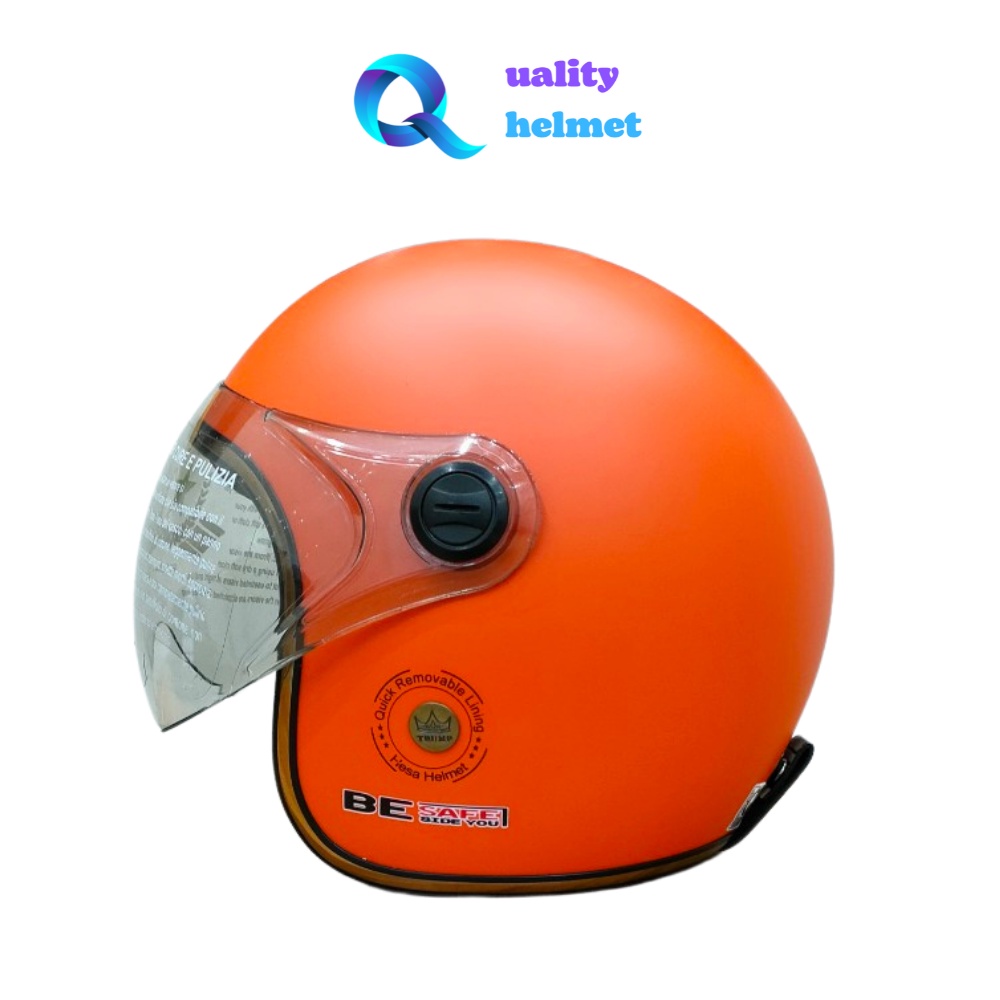 Mũ hảo hiểm 3/4 trùm đầu cao cấp cam có kính hàng chính hãng bảo hành 12 tháng