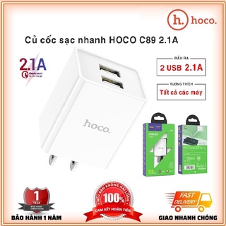 Cốc Sạc IPHoco C89-Củ Sạc Hoco 2 Cổng USB Sạc nhanh 2.1A Max Chân cắm tiêu chuẩn US-Bảo Hành 1 Năm
