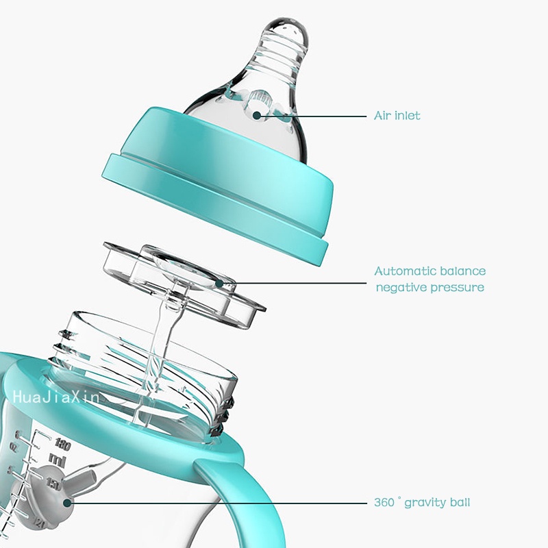 Bình sữa ti giả có tay cầm và ống hút 180ml/ 240ml/ 300ml dành cho trẻ sơ sinh