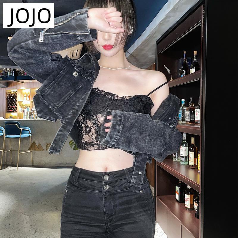 Áo Khoác Denim Ngắn Lưng Cao Dáng Ôm Màu Sắc Sáng Phong Cách Hàn Quốc Thời Trang Xuân Thu Cho Nữ