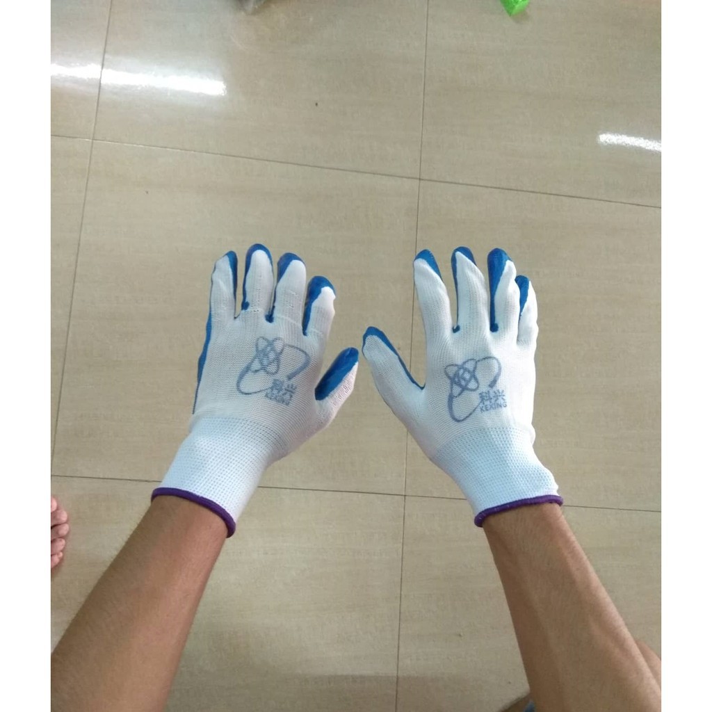 12 đôi găng tay phủ sơn xanh ( 1 túi )