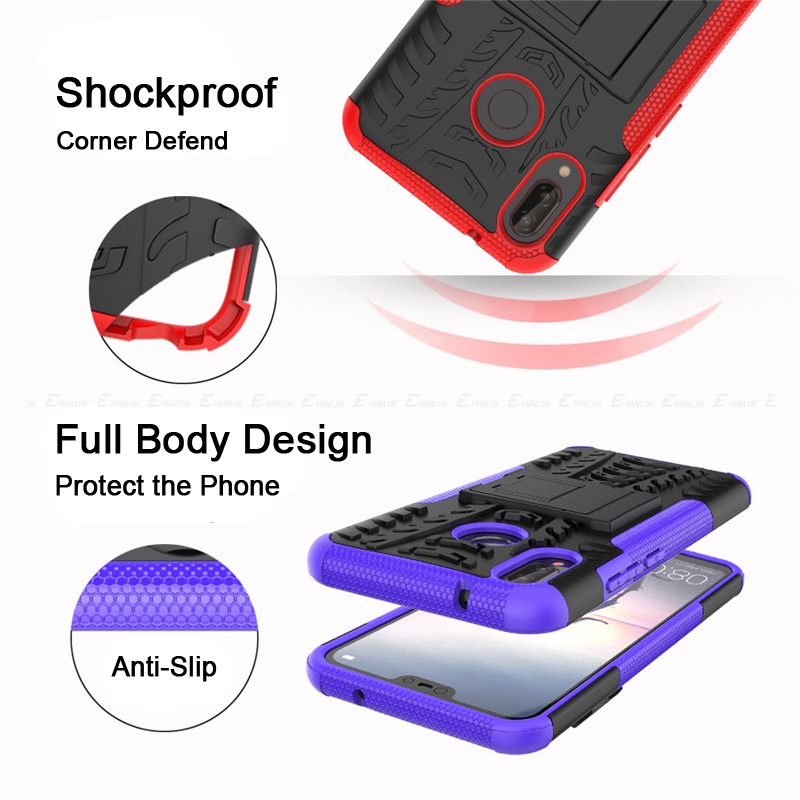 Ốp Điện Thoại Silicon Phối Nhựa Hybrid Kiểu Áo Giáp Gắn Giá Đỡ Cho HuaWei Nova 7i 7 6 SE 5i Pro 5Z 4e 3e 2i Lite 3 Plus