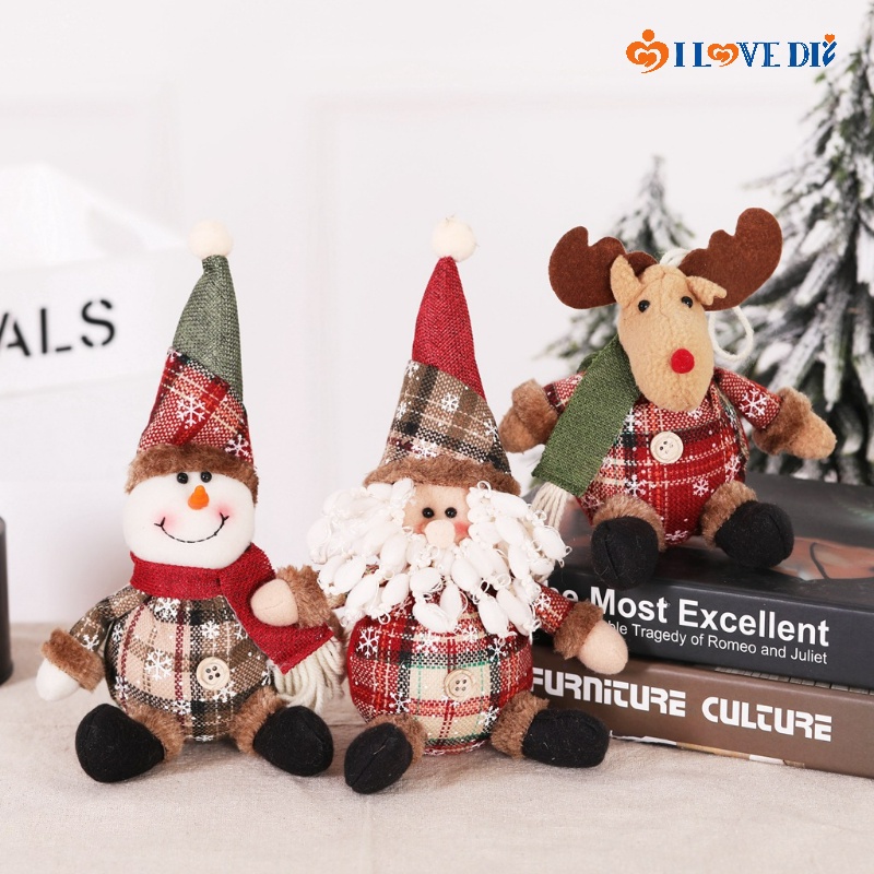 Búp Bê 3D Hình Ông Già Noel / Người Tuyết / Nai Sừng Tấm Dễ Thương Treo Trang Trí Cây Thông Giáng