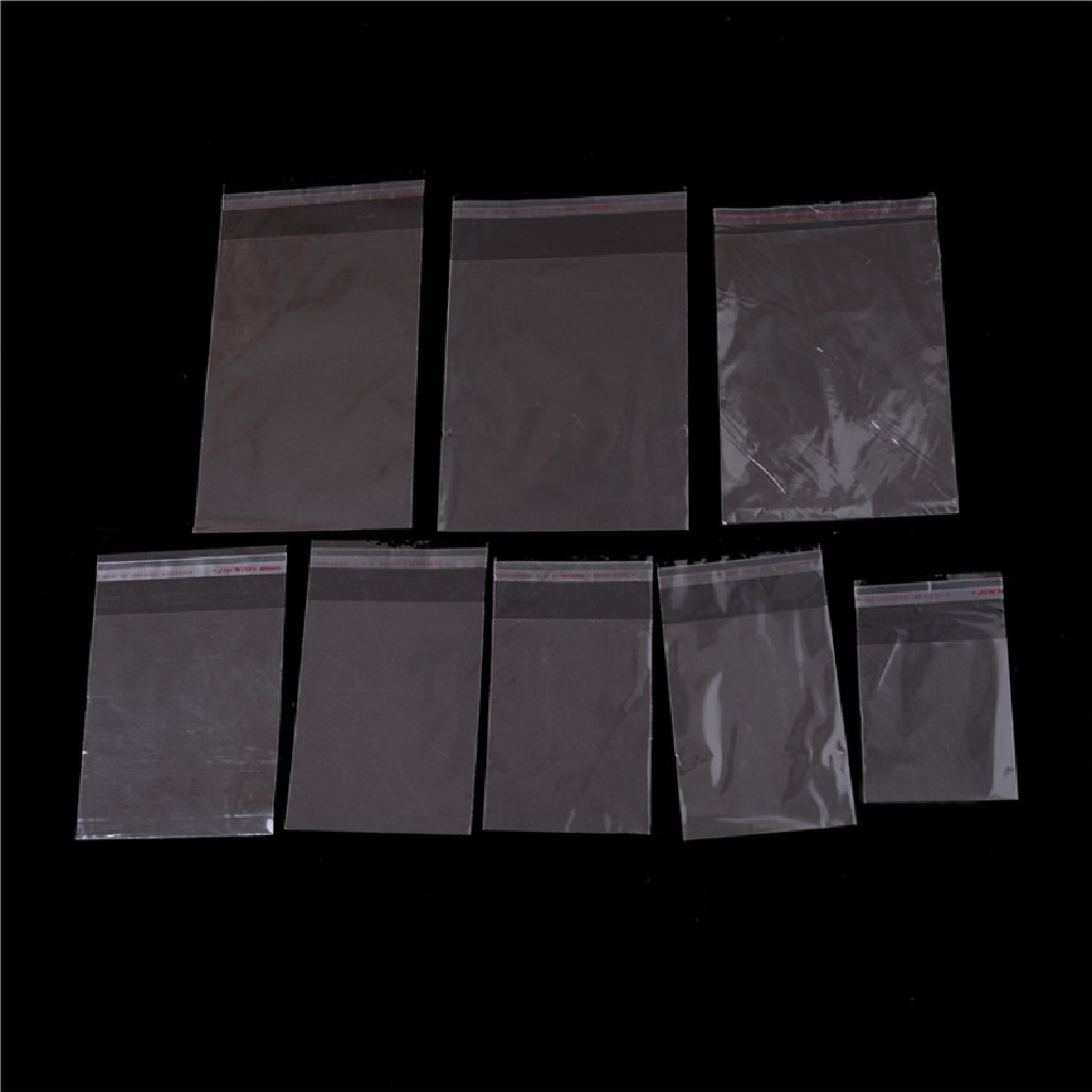 Set 100 túi nhựa OPP trong suốt tự dính đựng trang sức
