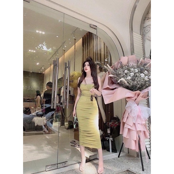 đầm body nhún sườn