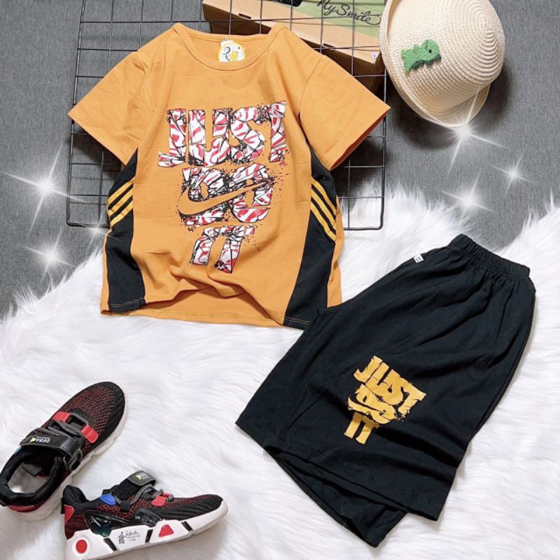 Bộ bé trai tay ngắn quần ngố size đại thun cotton 4 chiều