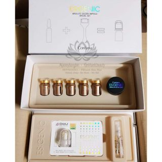 Bộ lăn kim dưỡng trắng, làm mờ sẹo Coreana ES:Genic Absolute Golden Ampoule