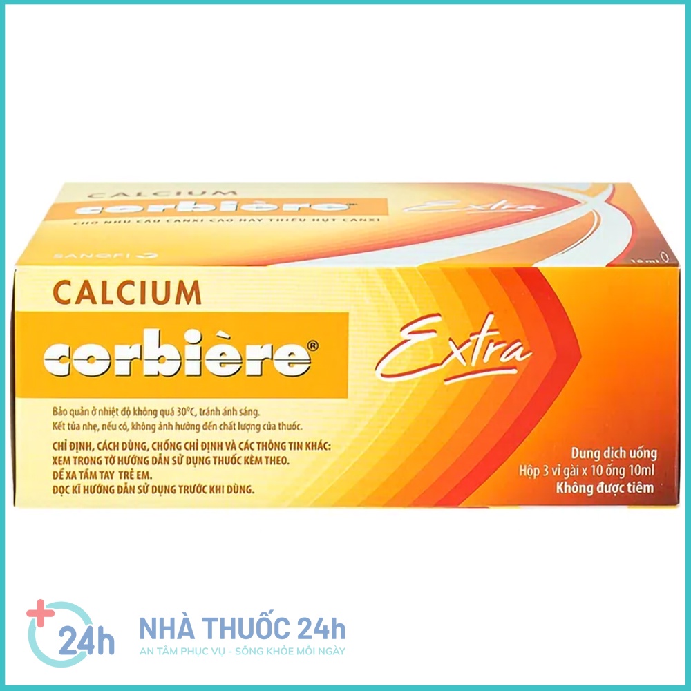 Calcium Corbiere EXTRA  - Ống Uống Bổ Sung Canxi, hỗ trợ ngừa hỗ trợ loãng xương, thiếu canxi- Hộp 30 ống 10ml