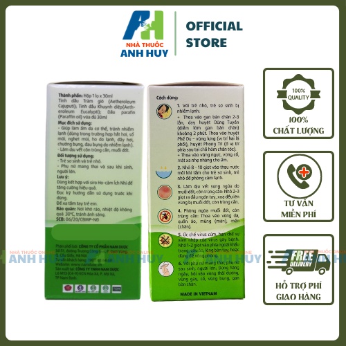 Dầu Tràm Khuynh Diệp Ích Nhi Nam Dược Làm Ấm An Toàn Cho Trẻ Sơ Sinh Lọ/30ml
