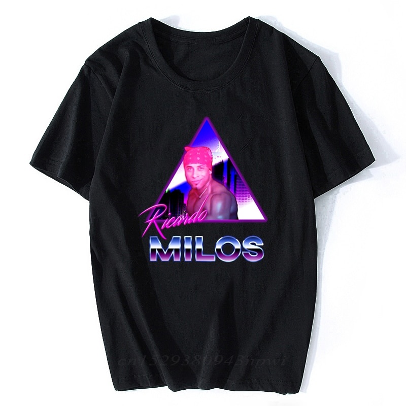 Áo Thun Cotton Ricardo Milos Thẩm Mỹ Vaporwave Vintage Mùa Hè Nam Bông Tai Kẹp Dạo Phố Camisetas Hom