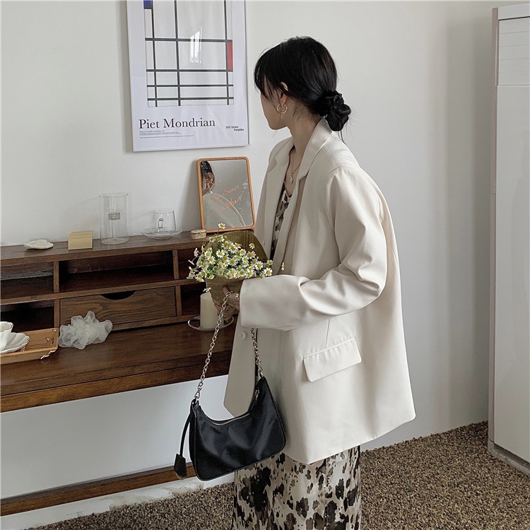 Áo khoác nữ dài tay cổ bẻ thời trang Hàn