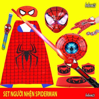 SET BỘ ÁO CHOÀNG Mặt Nạ Khiên Kjếm Phát Sáng Người Nhện Người Sắt Đội Trưởng Mỹ Người Dơi Nhiều Mẫu