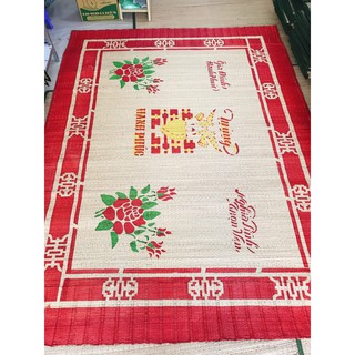 Chiếu cói in hoa chải ăn cơm, chải giường loại trung kt 1m55->1M6