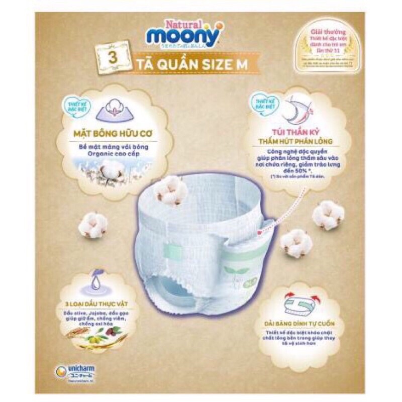 Bỉm dán/quần MOONY NATURAL chuẩn nội địa Nhật NB63/S58/M46/L38/M46/L36/XL32