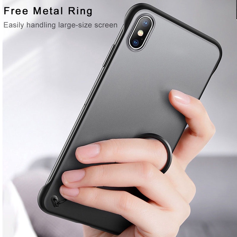 Vỏ điện thoại trong suốt không khung dành cho ốp lưng iPhone 6s 7 8 Plus X XS XR 11 Pro Max có đế giữ nhẫn đeo tay ốp lưng