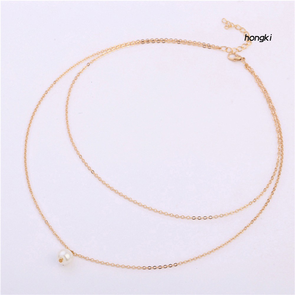 Dây chuyền nhiều lớp gắn hạt ngọc trai thời trang xinh xắn cho nữ