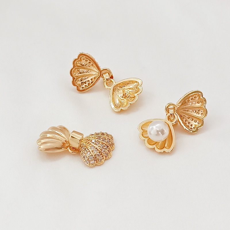 Mặt Dây Chuyền Hình Vỏ Sò Mạ Vàng 14K Đính Đá Zircon Sang Trọng