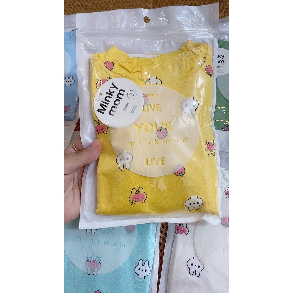 Bộ thun lạnh Minky Mom cổ 3p cho bé trai bé gái nhiều mầu XHN368