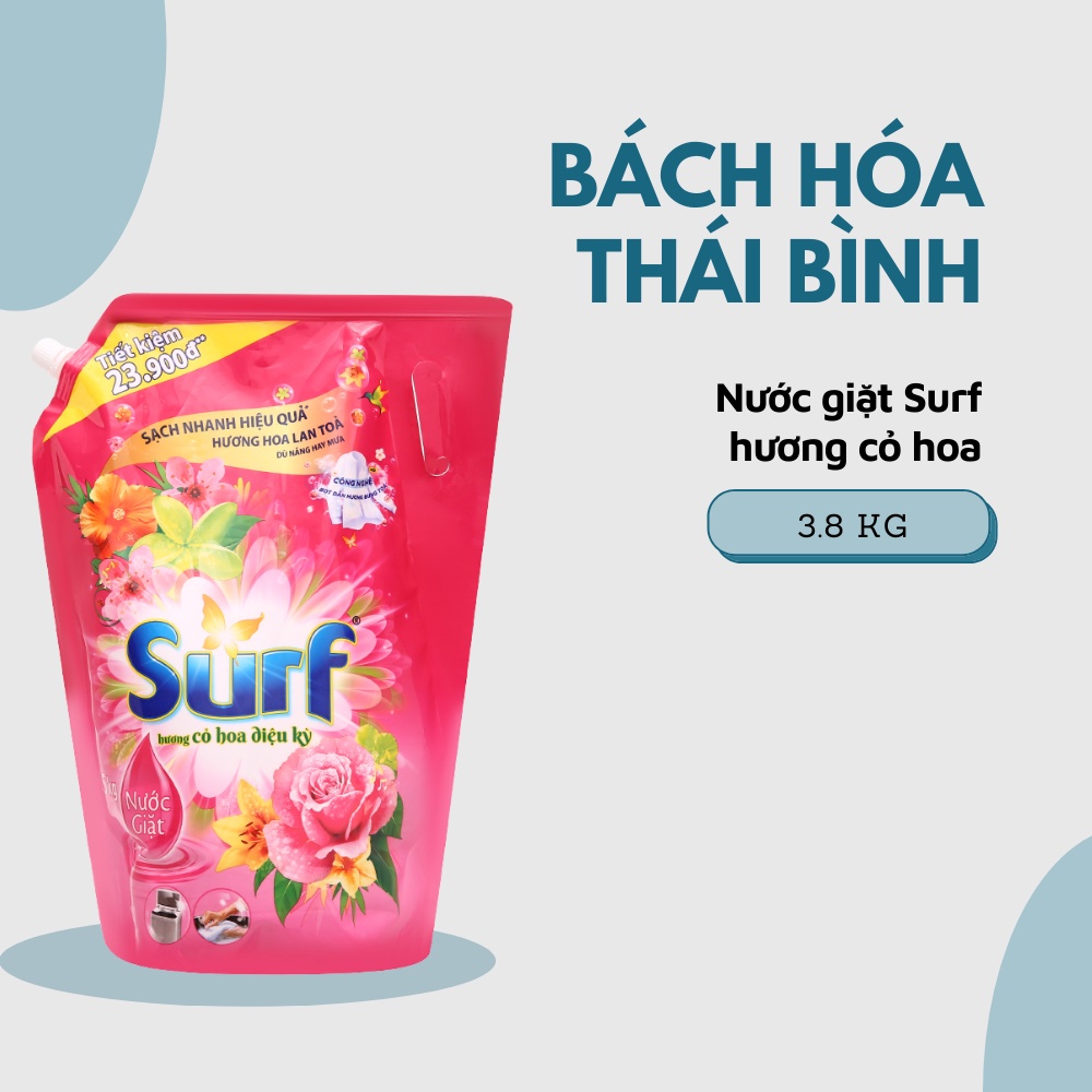 Nước giặt Surf Sương mai dịu mát túi 3.3kg hương cỏ hoa dịêu kì