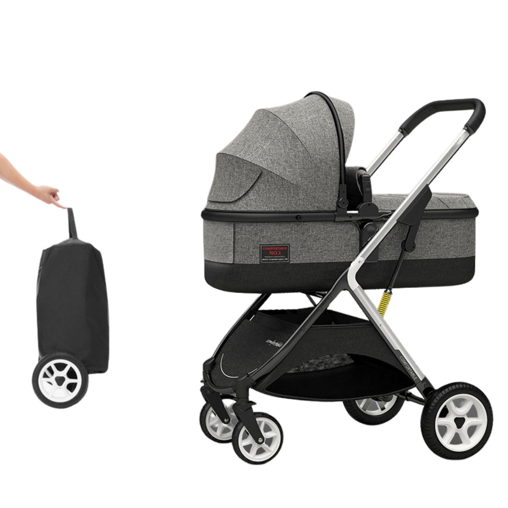 Xe đẩy nôi đi động cao cấp gấp gọn 3 trong 1, đẩy 2 chiều thuận tiện HINATA - XD10