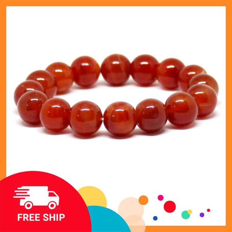 Vòng tay đá Mã Não Agate đỏ chuẩn thiên nhiên Tặng kèm hộp đựng - Hợp mệnh Hỏa, Thổ