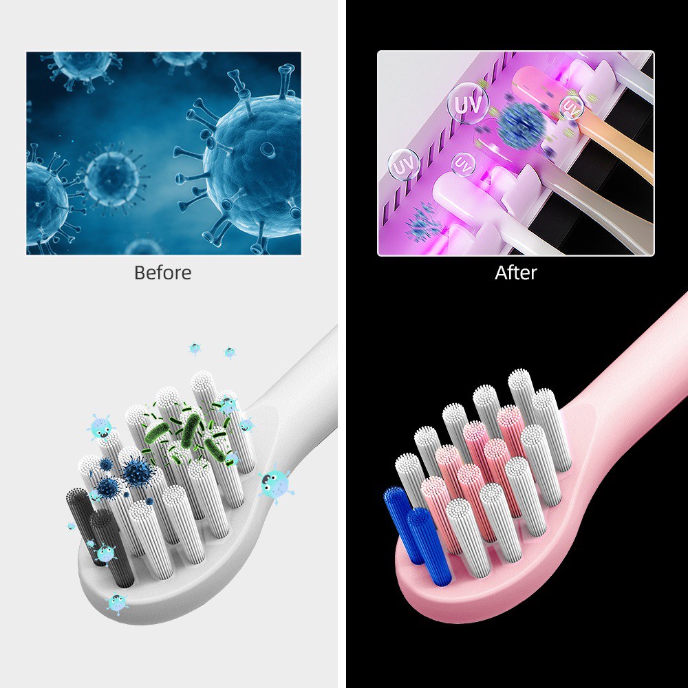 Giá Đỡ Bàn Chải Đánh Răng Gắn Tường Bằng Tia UV Khử Trùng Đa Năng Tiện Dụng