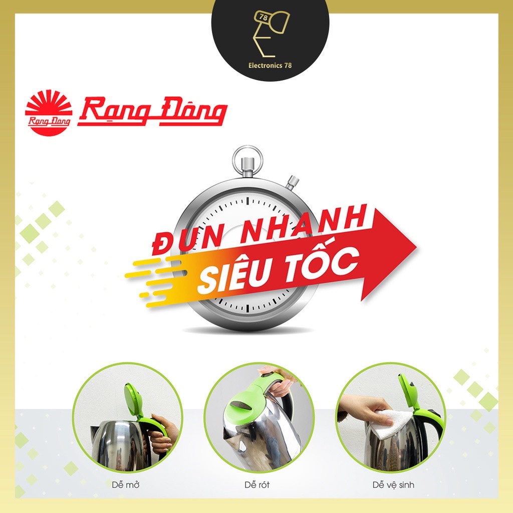 Ấm đun siêu tốc, bình nấu nước siêu tốc 1.8L 304 Rạng đông