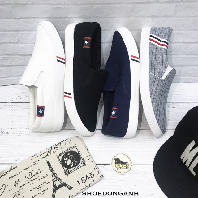 Giày lười nam giày vải nam slipon màu đen | BigBuy360 - bigbuy360.vn