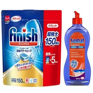Nước làm bóng Somat 750ml + Viên rửa bát Finish 150 tabs