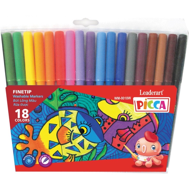 Bút lông màu nước rửa được Leaderart 18 màu.