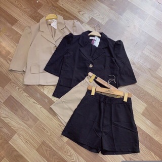 Bộ vest kaki cộc tay
