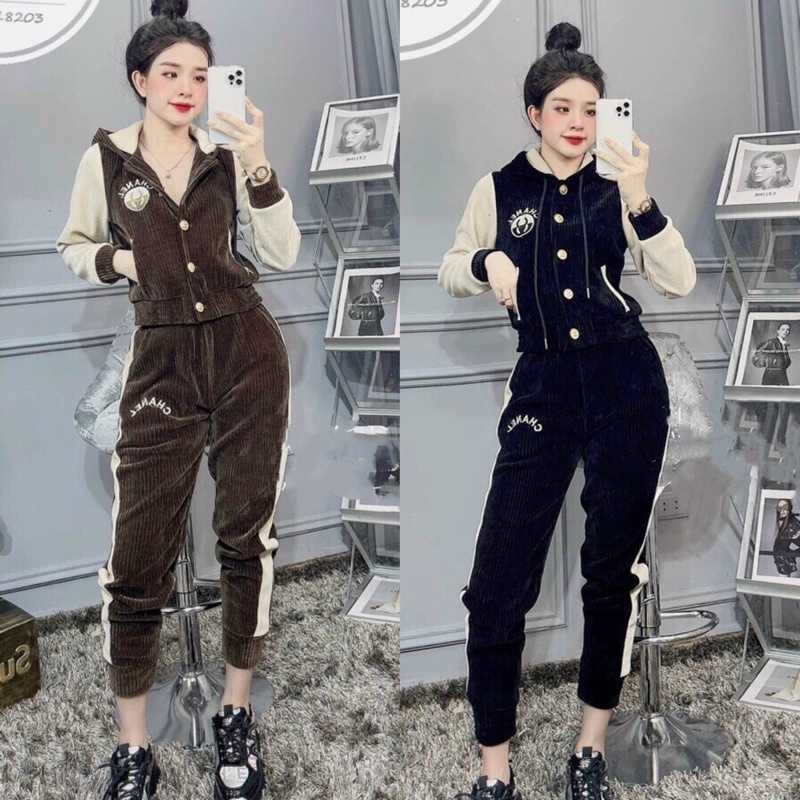 Bộ Nhung Tăm Dày Dặn Có Mũ