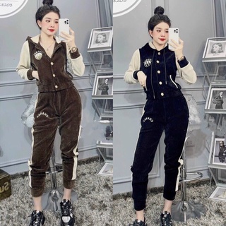 Bộ nhung tăm dày dặn có mũ