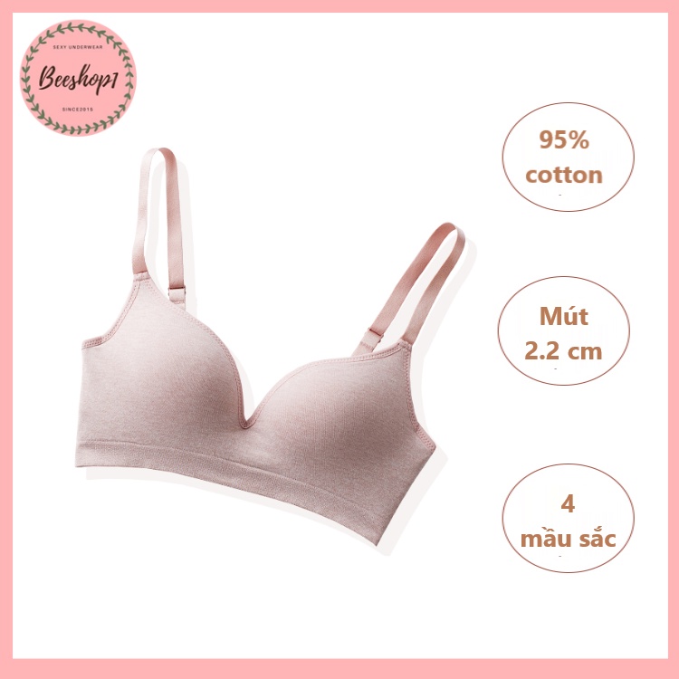 [ HÀNG CAO CẤP ] Áo lót cotton không gọng định hình , áo ngực đệm vừa 2.2cm nâng ngực muối tiêu cao cấp AC23