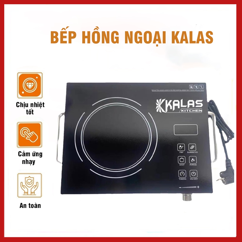 Bếp hồng ngoại KALAS bếp hồng ngoại đơn - Công Suất 2000W mặt kính chịu nhiệt, chịu lực, không kén nồi