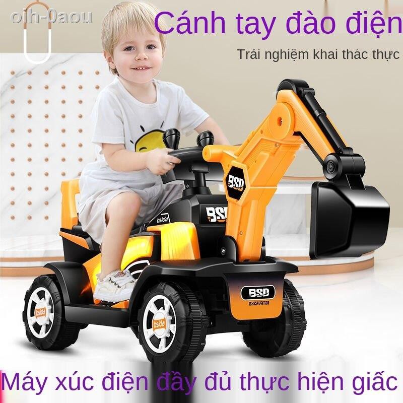 [HOT]máy xúc cho trẻ em có thể ngồi và đi xe đồ chơi điện, lớn, tay ga, sạc kỹ thuật bé trai gái