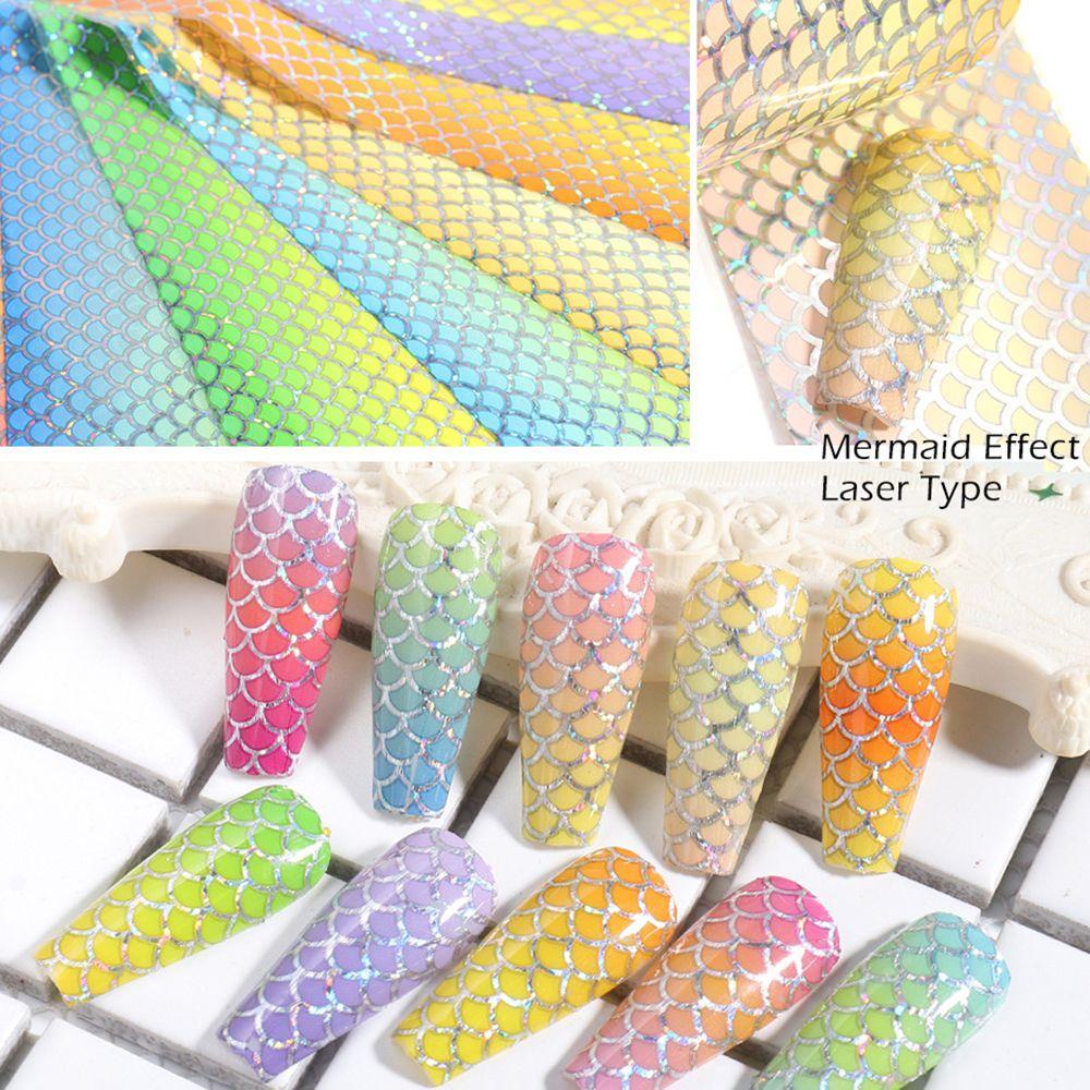 Set 10 Miếng Dán Trang Trí Móng Tay Nghệ Thuật Đẹp Mắt|Vảy Cá Giả Trang Trí