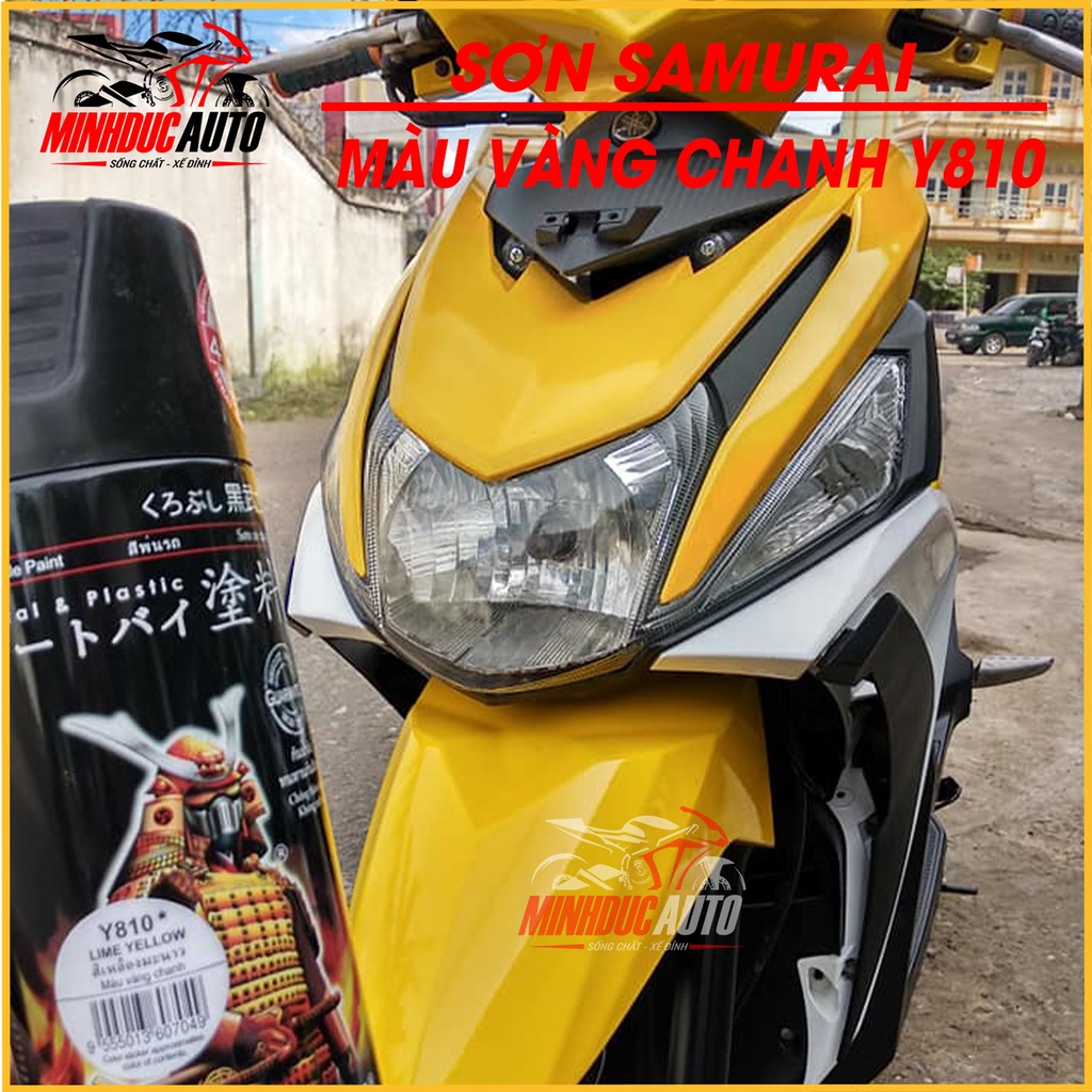 Sơn Samurai màu vàng chanh Y810 - chai sơn xịt cao cấp dành cho xe máy