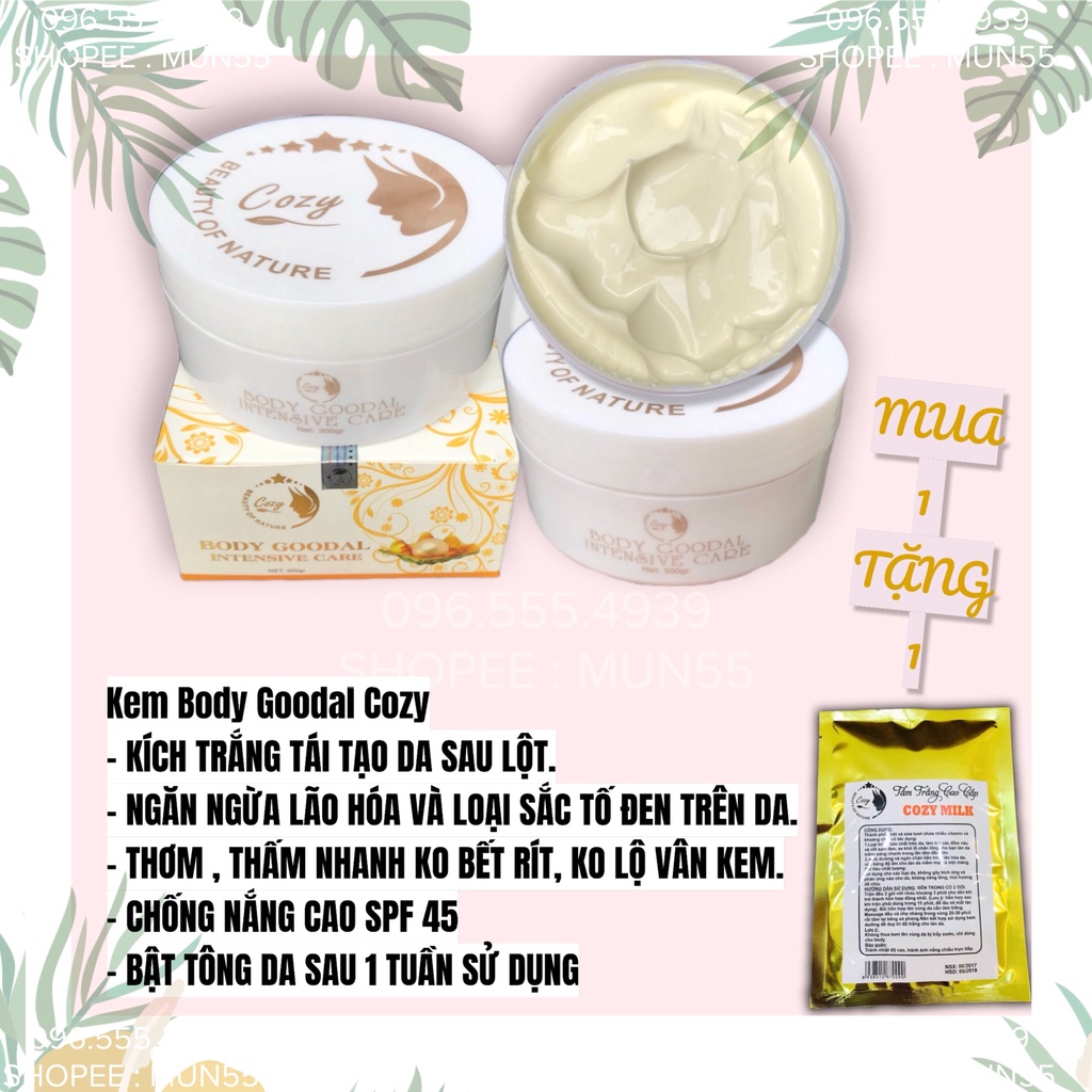 [Kem kích Trắng Sau Lột] Kem Body Kích Trắng Da toàn thân Cozy Goodal trắng da nhanh cấp tốc + có chống nắng 300g