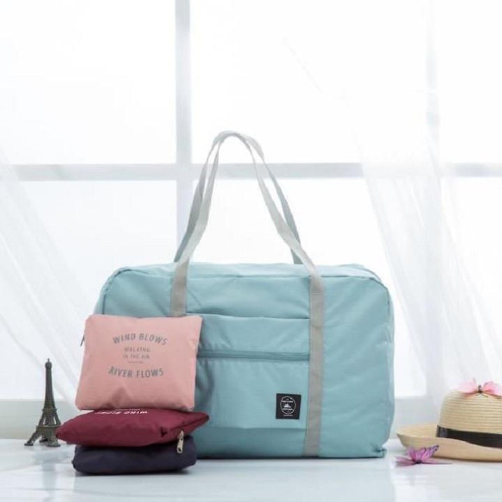 Túi vải đựng đồ du lịch, Túi du lịch gấp gọn tiện lợi màu pastel